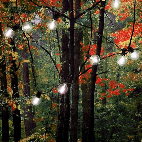 LUMABASE Electric String Lights With 25 LED White Globe Lights