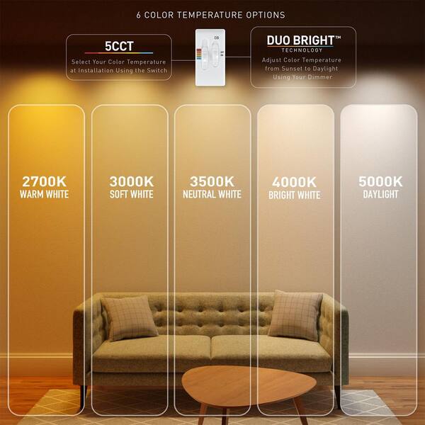 Commercial Electric Elite Series 4 In. LED DuoBright 3-Level Lumen Select Ultra Spot Canless Recessed Light Adjustable CCT