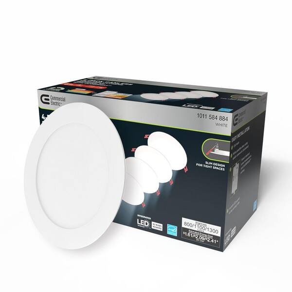 Commercial Electric Elite Series 6 In. LED DuoBright 3-Level Lumen Select Ultraslim Canless Recessed Light Adjustable CCT (4-Pack)