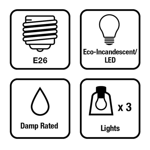 Hampton Bay Elmcroft 29 In. 3-Light Matte Black Vanity Light With Metal Shades