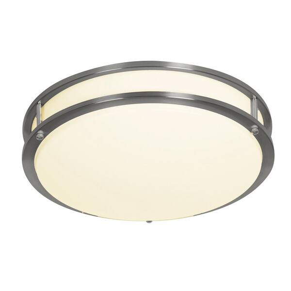 EnviroLite EnviroLite 14 In. Mid-century Brushed Nickel Selectable CCT Integrated LED Flush Mount For Kitchens