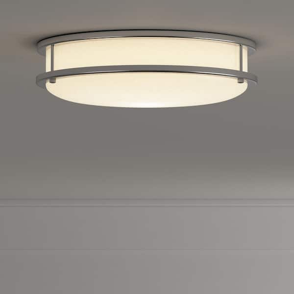 EnviroLite EnviroLite 14 in. Mid-century Brushed Nickel Selectable CCT Integrated LED Flush Mount for Kitchens