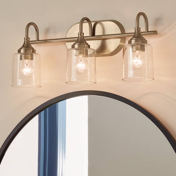 KICHLER Erta 24 in. 3-Light Champagne Bronze Bathroom Vanity Light with Clear Glass Shades