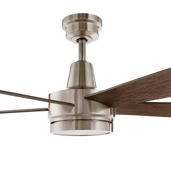 Hampton Bay Fanelee 54 In. White Color Changing LED Brushed Nickel Smart Ceiling Fan With Light Kit And Remote Powered By Hubspace