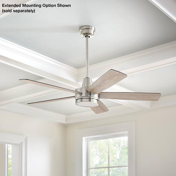 Hampton Bay Fanelee 54 In. White Color Changing LED Brushed Nickel Smart Ceiling Fan With Light Kit And Remote Powered By Hubspace