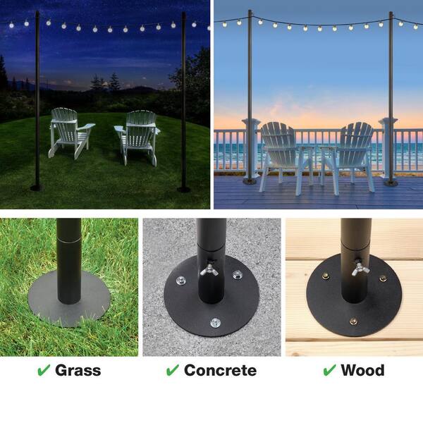 EXCELLO GLOBAL PRODUCTS Four 10 Ft. String Light Poles