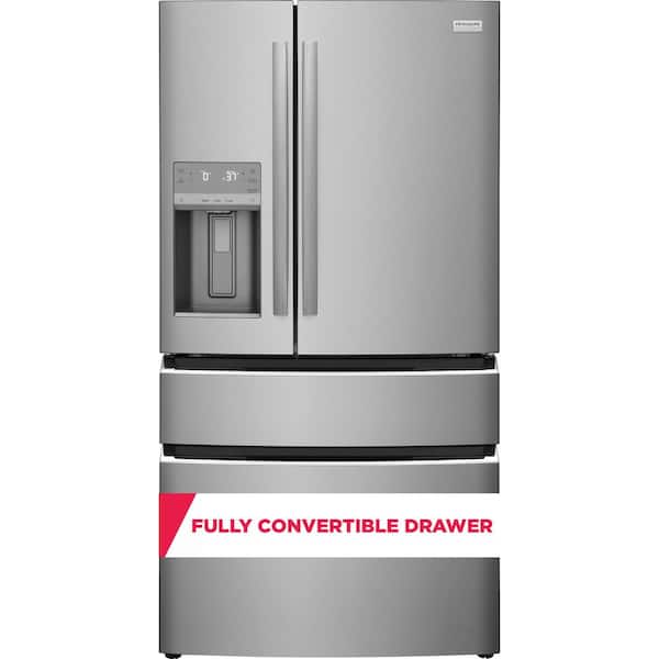 Frigidaire Gallery 36 in. 22 cu. ft. Counter-Depth 4-Door French Door Refrigerator in Smudge-Proof Stainless Steel
