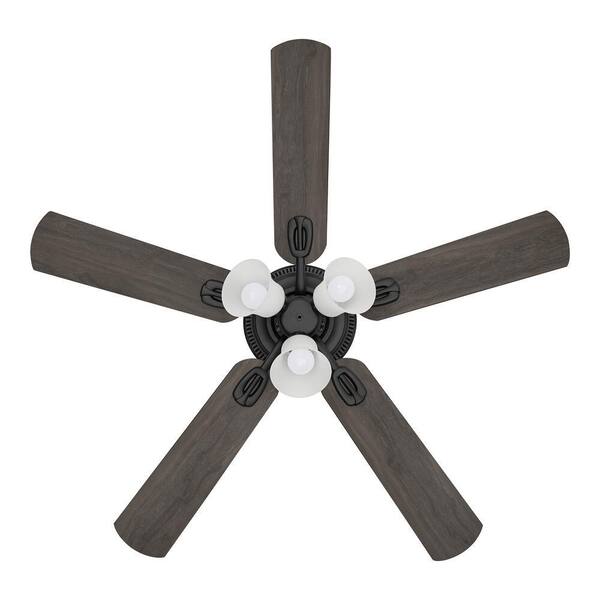 Hampton Bay Glendale III 52 In. LED Indoor Matte Black Ceiling Fan With Light And Pull Chains