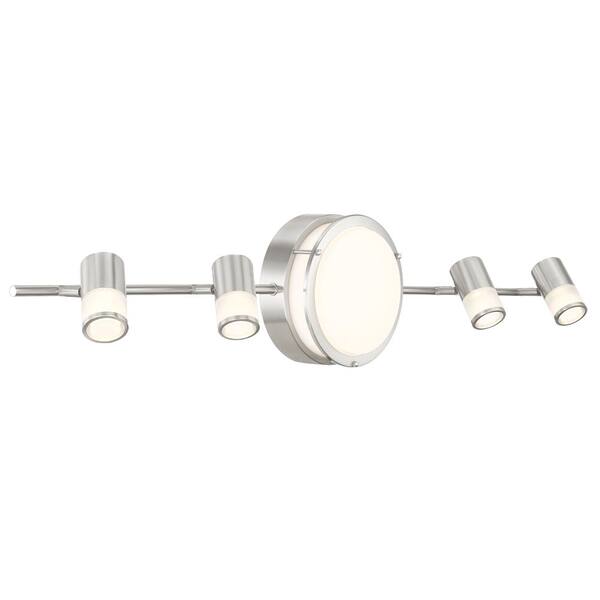 Hampton Bay Greyrock 3.44 Ft. Brushed Nickel Integrated LED Hardwired Track Lighting Kit Flush Mount Combo With 4 Fixed Track Heads