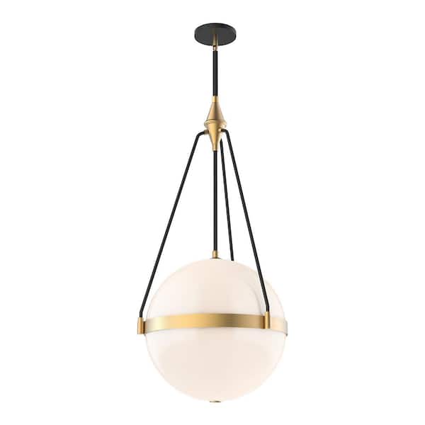 ALORA MOOD Harmony 18 in. 4 Light 60-Watt Brushed Gold/Glossy Opal Glass Pendant Light