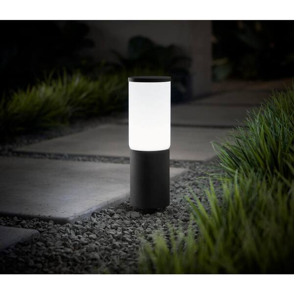 Hampton Bay Hartford 351 Lumen Low Voltage Millennium Black LED Smart Outdoor Bollard Light Powered By Hubspace