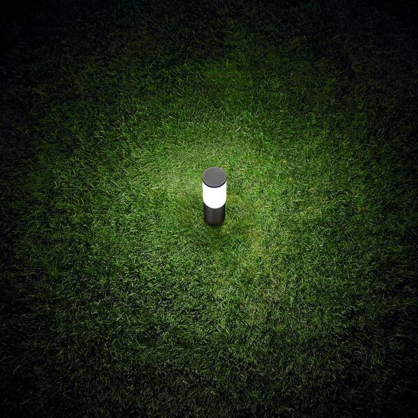 Hampton Bay Hartford 351 Lumen Low Voltage Millennium Black LED Smart Outdoor Bollard Light Powered By Hubspace