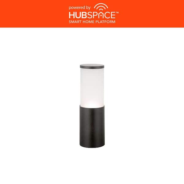 Hampton Bay Hartford 351 Lumen Low Voltage Millennium Black LED Smart Outdoor Bollard Light Powered by Hubspace