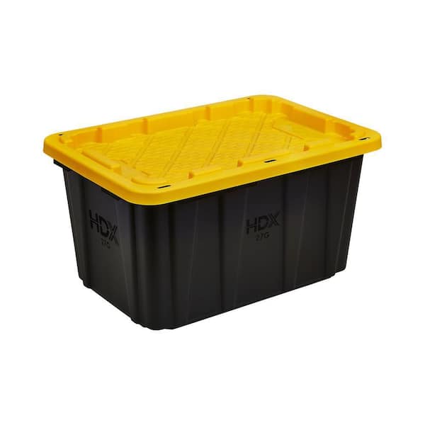 HDX 27 Gal. Tough Storage Tote in Black and Yellow HDX 27 Gal. Tough Storage Tote in Black and Yellow
