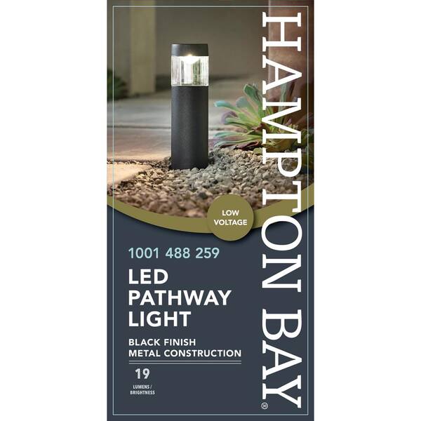 Hampton Bay Helena 19 Lumen Black Integrated LED Round Low Voltage Outdoor Landscape Path Bollard Light