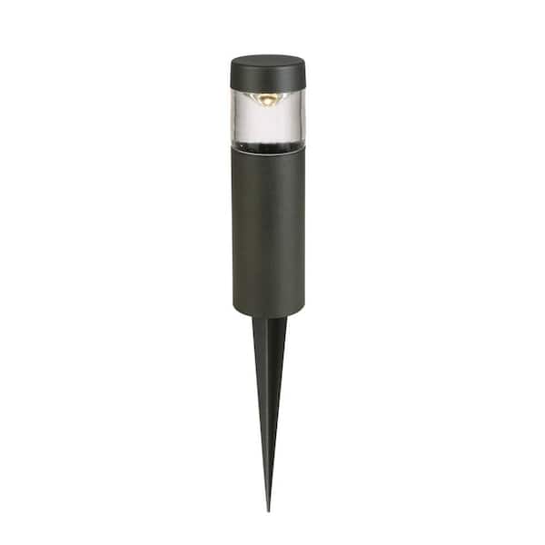 Hampton Bay Helena 19 Lumen Black Integrated LED Round Low Voltage Outdoor Landscape Path Bollard Light