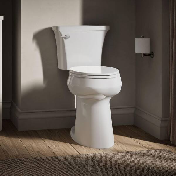 KOHLER Highline Arc Extra Tall 12 In. Rough In 2-Piece 1.28 GFP Single Flush Elongated Toilet In White With Soft Close Seat