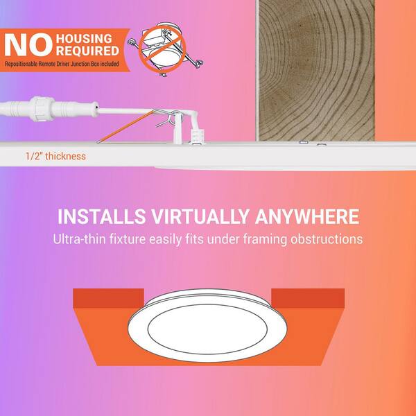 HALO HLB 6 In. Color And Tunable White Slim Canless Smart Wi-Fi LED Recessed Downlight With WiZ Pro