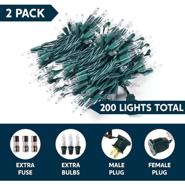 SYNCFUN Incandescent Clear Christmas Lights Outdoor 200(2x100) Counts 45 Ft. Christmas Tree Lights Indoor Warm White String