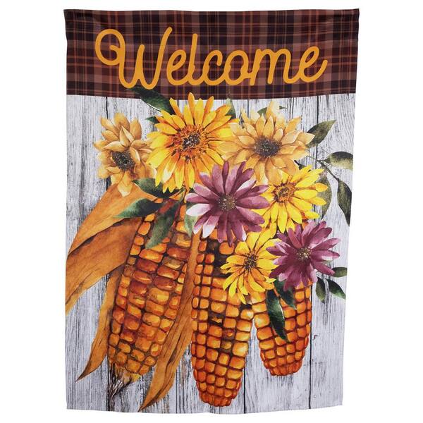 Northlight Indian Corn "Welcome" Fall Harvest Outdoor House Flag - 40 In. X 28 In