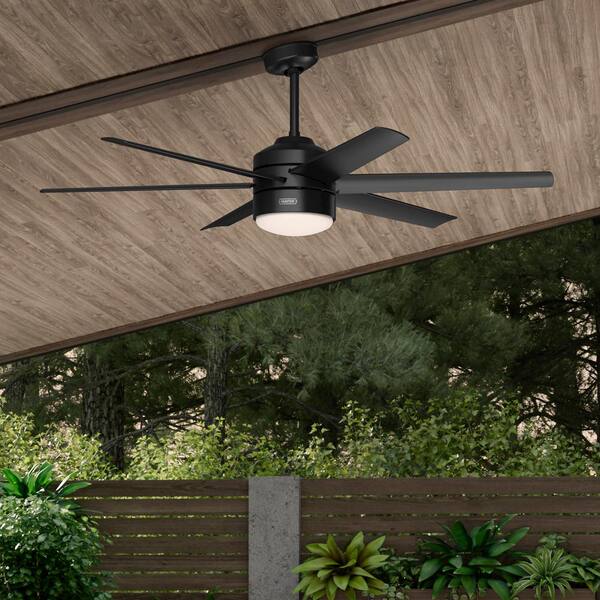 Hunter Invector 60 In. Indoor/Outdoor Matte Black Ceiling Fan With Light And Remote Control