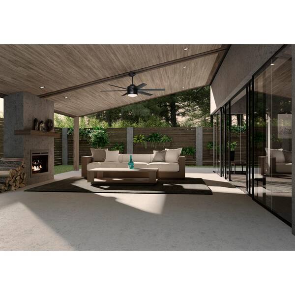 Hunter Invector 60 In. Indoor/Outdoor Matte Black Ceiling Fan With Light And Remote Control