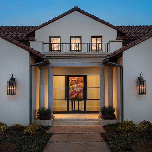 TRUE FINE Jefferson 2-Light 25.7 In. Black Large Outdoor Wall Lantern Sconce Light