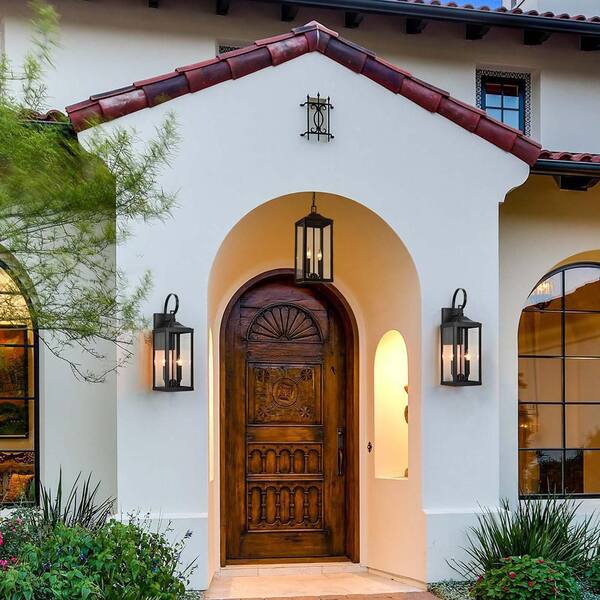 TRUE FINE Jefferson 2-Light 25.7 In. Black Large Outdoor Wall Lantern Sconce Light