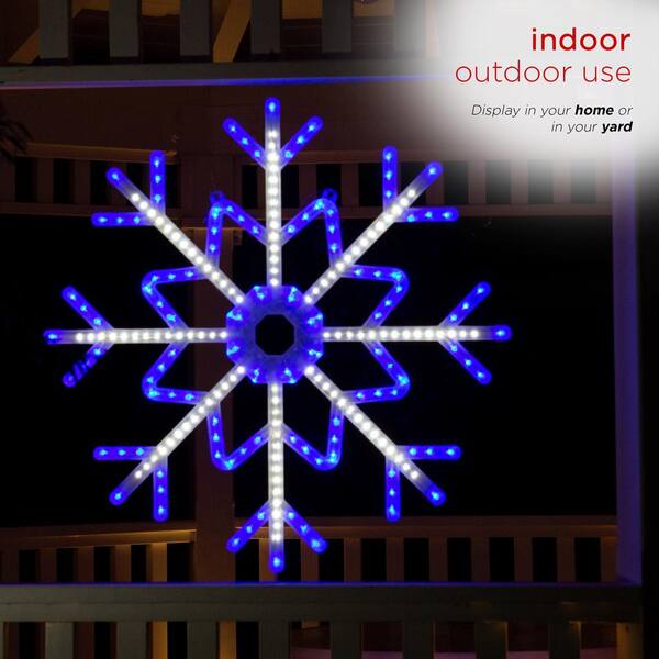 Alpine Large Snowflake Decoration With Blue And White Motion LED Lights