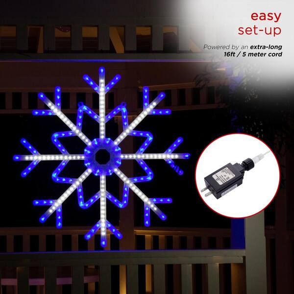 Alpine Large Snowflake Decoration With Blue And White Motion LED Lights