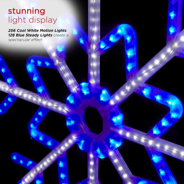 Alpine Large Snowflake Decoration With Blue And White Motion LED Lights