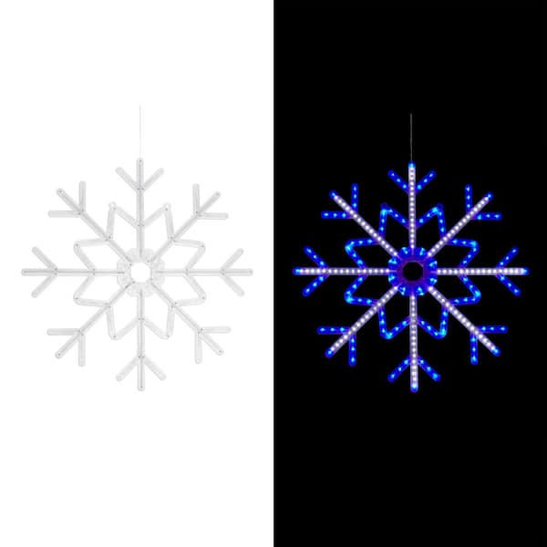 Alpine Large Snowflake Decoration with Blue and White Motion LED Lights