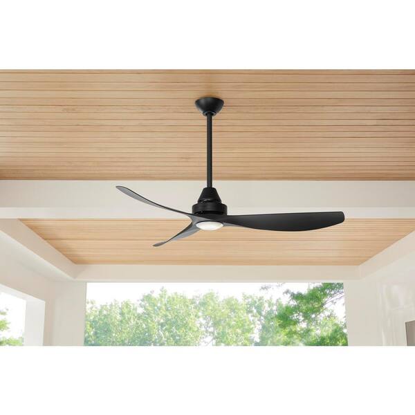 Home Decorators Collection Levanto 52 In. Integrated LED Indoor/Outdoor Matte Black Ceiling Fan With Light Kit And Remote Control