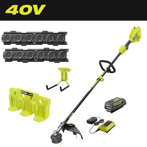 RYOBI LINK Wall Rails (2-Pack) Large Power Tool Hook 40V Battery Shelf and 40V 15 in. Cordless String Trimmer Combo RYOBI LINK Wall Rails (2-Pack) Large Power Tool Hook 40V Battery Shelf and 40V 15 in. Cordless String Trimmer Combo
