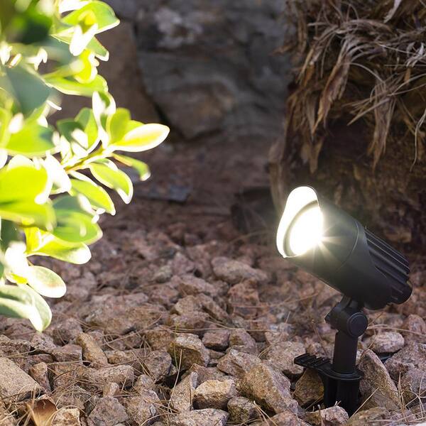 Hampton Bay Low Voltage 240 Lumens Black Integrated LED Small Spotlight With White Color Changing Technology Weather Resistant