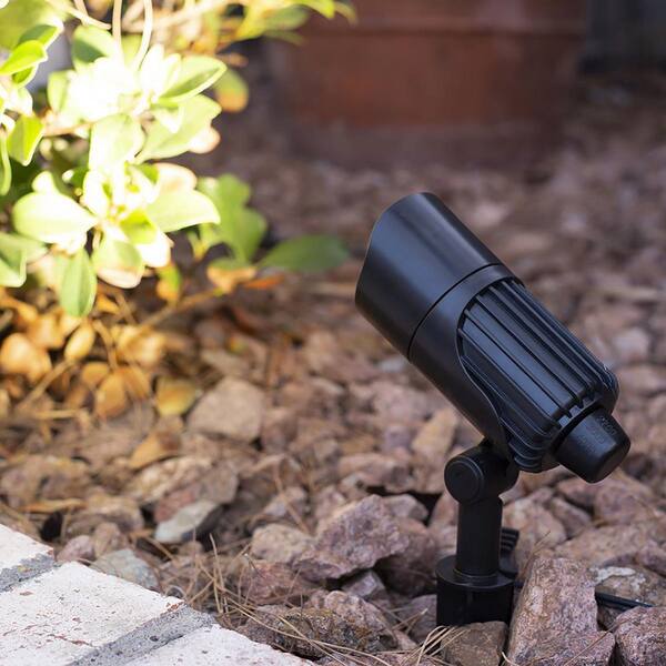 Hampton Bay Low Voltage 240 Lumens Black Integrated LED Small Spotlight With White Color Changing Technology Weather Resistant