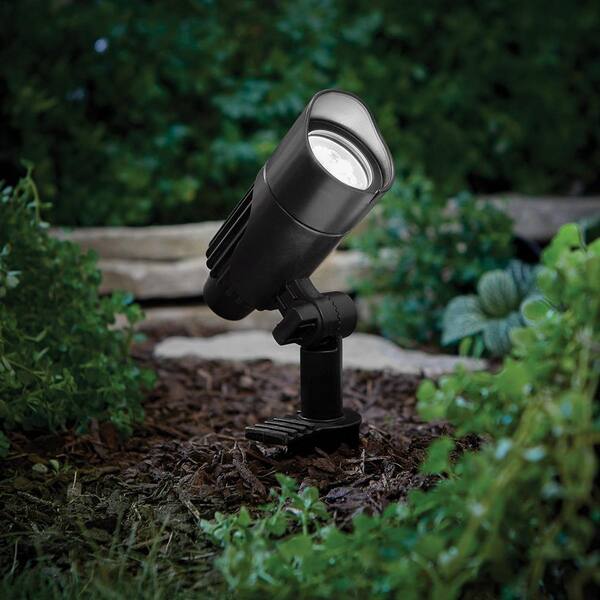 Hampton Bay Low Voltage 240 Lumens Black Integrated LED Small Spotlight With White Color Changing Technology Weather Resistant