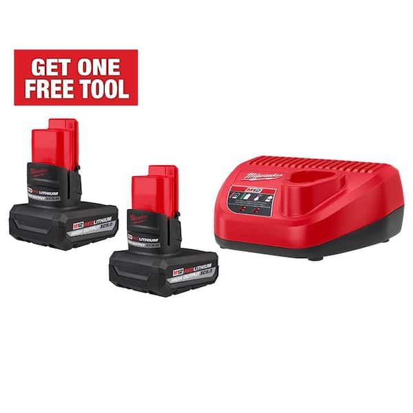 Milwaukee M12 12V Lithium-Ion XC High Output 5.0 Ah Battery Pack (2-Pack) Starter Kit with Charger Milwaukee M12 12V Lithium-Ion XC High Output 5.0 Ah Battery Pack (2-Pack) Starter Kit with Charger