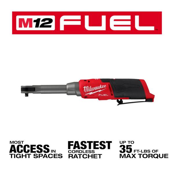 Milwaukee M12 FUEL 12V Lithium-Ion Brushless Cordless 3/8 In. Extended Reach High Speed Ratchet (Tool Only)