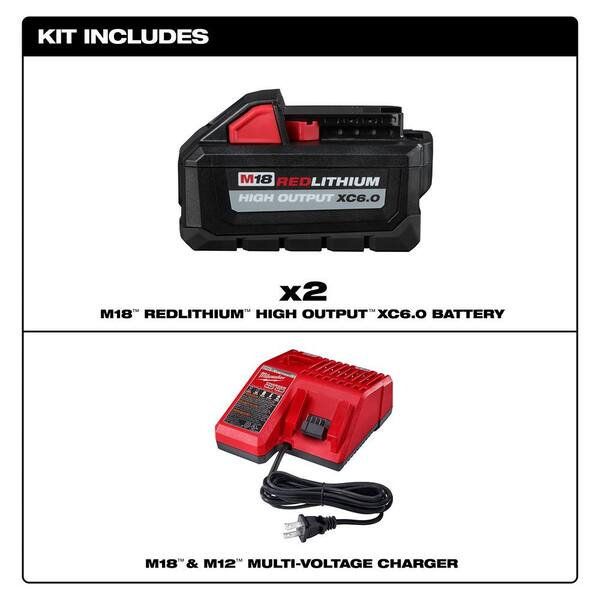 Milwaukee M18 18-Volt Lithium-Ion High Output Starter Kit With Two 6.0 Ah Battery And Charger
