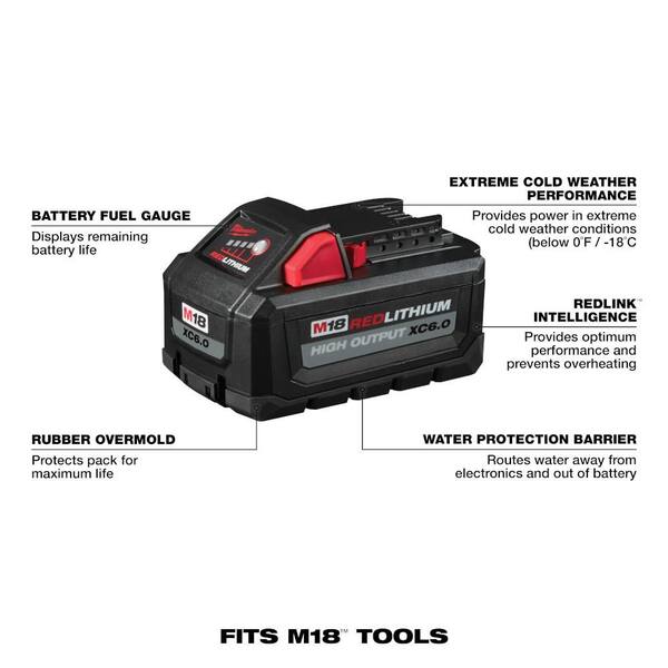 Milwaukee M18 18-Volt Lithium-Ion High Output Starter Kit With Two 6.0 Ah Battery And Charger