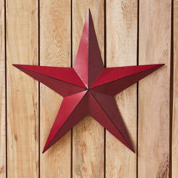 VHC BRANDS Mayflower Market Patriotic Bugundy 24 In. Faceted Metal Star Wall Hanger