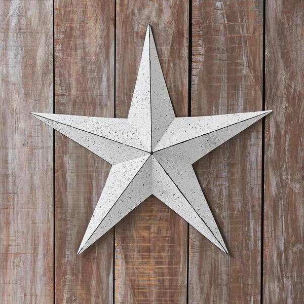 VHC BRANDS Mayflower Market Patriotic White 24 In. Faceted Metal Star Wall Hanger