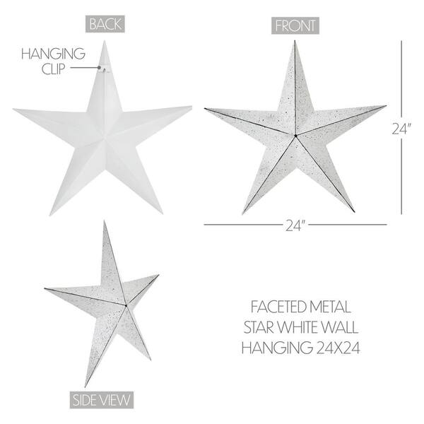 VHC BRANDS Mayflower Market Patriotic White 24 In. Faceted Metal Star Wall Hanger