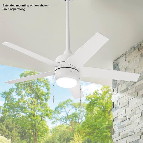Hampton Bay Mena 44 In. LED Indoor/Outdoor Matte White Ceiling Fan With Light Kit And Reversible Blades Included
