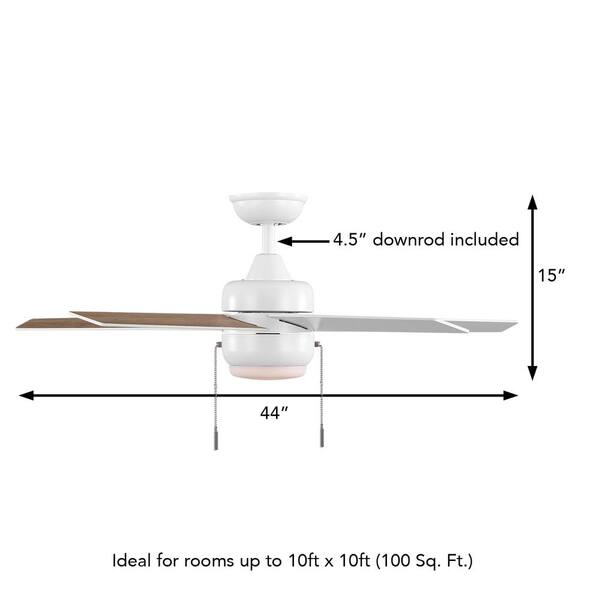 Hampton Bay Mena 44 In. LED Indoor/Outdoor Matte White Ceiling Fan With Light Kit And Reversible Blades Included