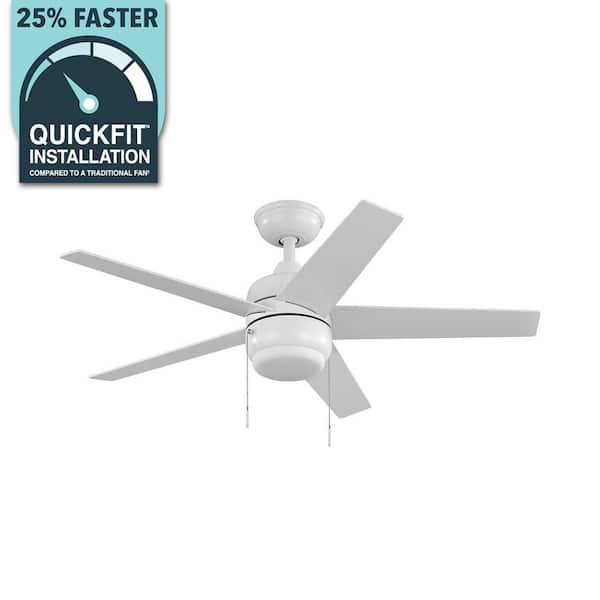 Hampton Bay Mena 44 in. LED Indoor/Outdoor Matte White Ceiling Fan with Light Kit and Reversible Blades Included