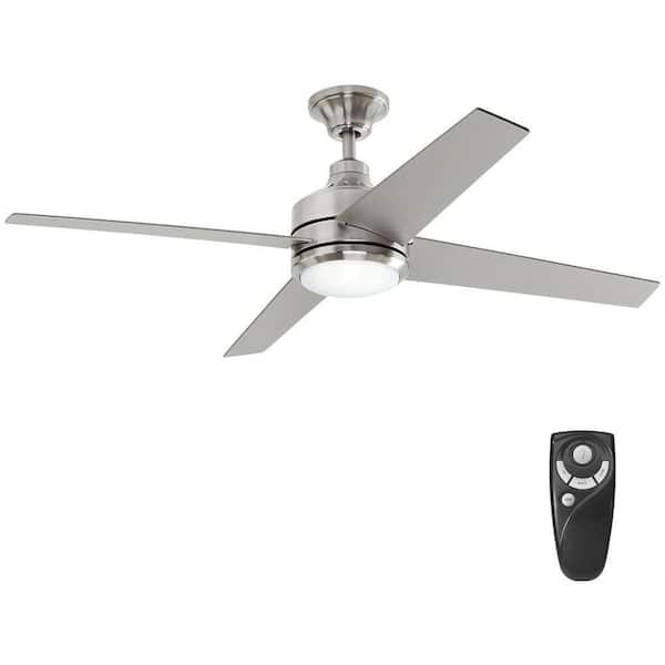 Home Decorators Collection Mercer 52 in. Integrated LED Indoor Brushed Nickel Ceiling Fan with Light Kit and Remote Control