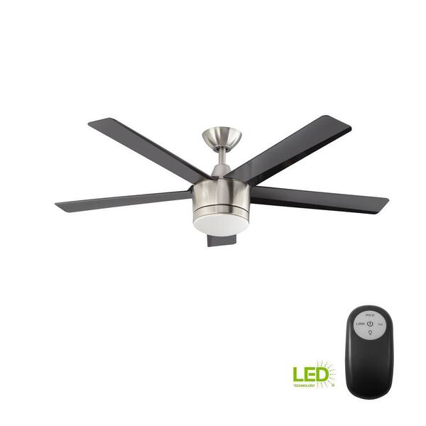 Home Decorators Collection Merwry 52 In. Integrated LED Indoor Brushed Nickel Ceiling Fan With Light Kit And Remote Control