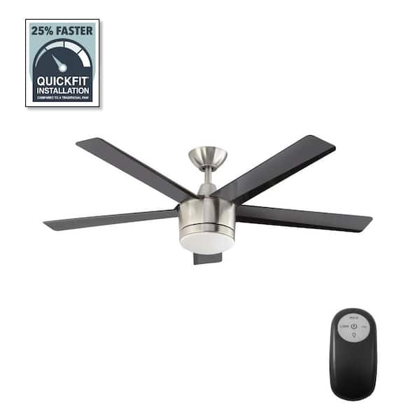 Home Decorators Collection Merwry 52 in. Integrated LED Indoor Brushed Nickel Ceiling Fan with Light Kit and Remote Control